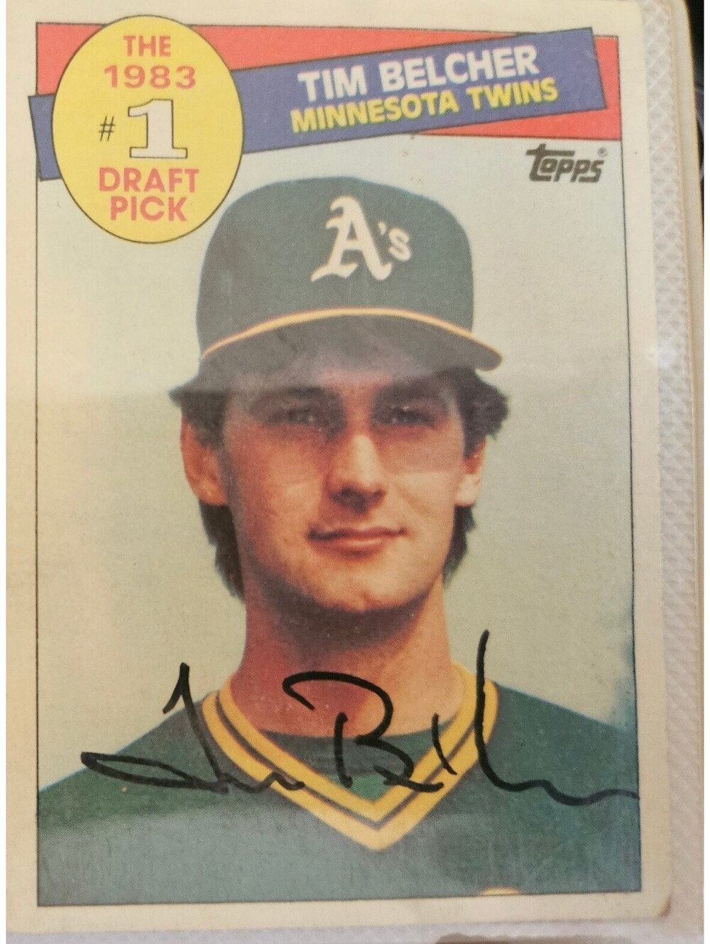 Tim Belcher SIGNED 1985 Topps Card ROOKIE Oakland A's Autograph